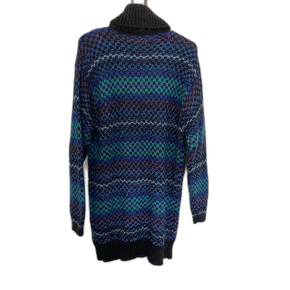 VINTAGE! 90s Express Tricot Turtleneck Sweater Dress Mohair black stripe small - Picture 5 of 5